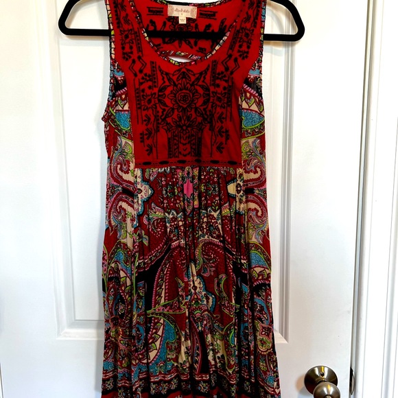 Altar’d State Red Multicolored Stitched Dress - Picture 1 of 4